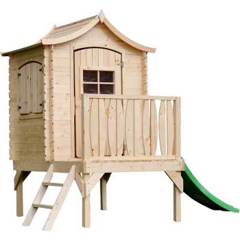 Timbela Дървена къща за игра с пързалка (ttm550a)