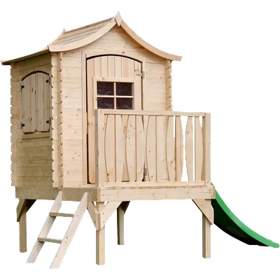 Timbela Дървена къща за игра с пързалка (ttm550a)