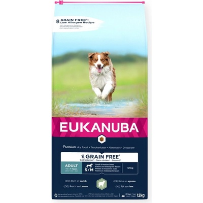 Eukanuba Grain Free Small & Medium Adult Jehněčí 12 kg