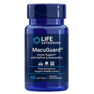 Life Extension MacuGuard Ocular Support with Saffron & Astaxanthin, подкрепа за очите, 60 капсули