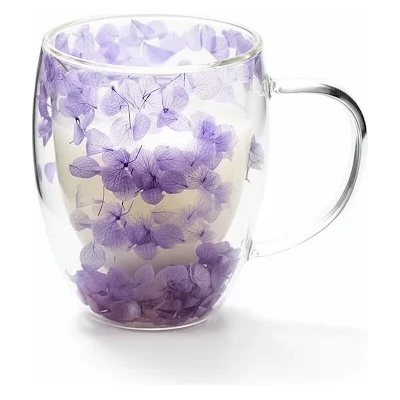 CupHup Стъклена термо чаша CupHup Night Freesia с двойно дъно и цветен дизайн - 300 мл (02-08)