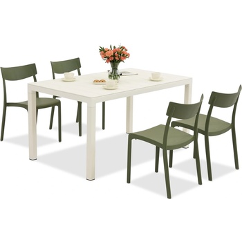BICA Комплект градински мебели King/Provence в бяло и зелено за 4 души Bica (BC440BL-4xBC308ZIE)