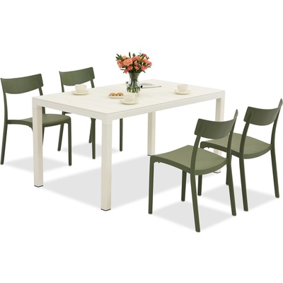 BICA Комплект градински мебели King/Provence в бяло и зелено за 4 души Bica (BC440BL-4xBC308ZIE)