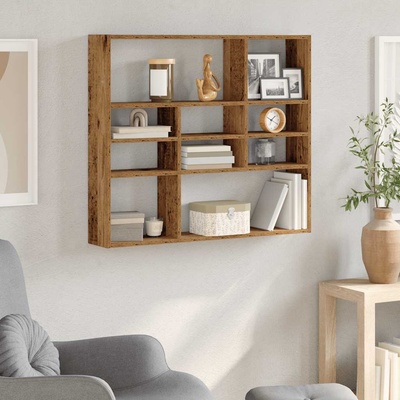 vidaXL стенна етажерка от старо дърво 90x16x78 cm Инженерна дървесина (856069)