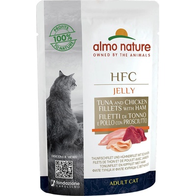 Almo Nature HFC Jelly tuňák kuřecí šunka 12 x 55 g