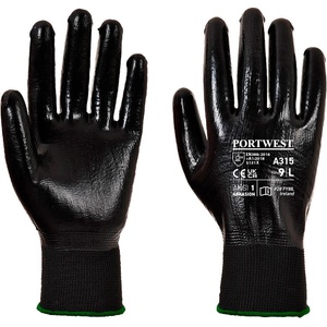 Portwest all-flex grip a315 / Ръкавици, потопени в нитрил - черни l (a315k8rl)