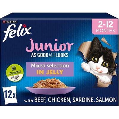 Felix Fantastic Junior kuřecí hovězí losos sardinky 24 x 85 g