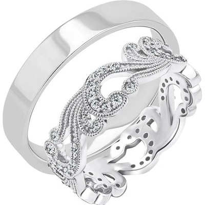 Eppi Vintage eternity prsten s lab grown diamanty a pánský plochý prsten Christine RW44445