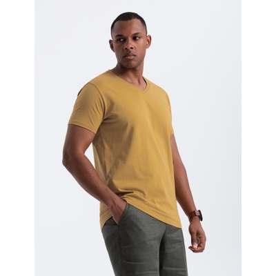 Ombre Clothing Мъжка класическа памучна тениска BASIC с деколте на екипажа - горчица V8 OM-TSBS-0145 Ombre Clothing Ombre Clothing | Zhalt | МЪЖЕ | S