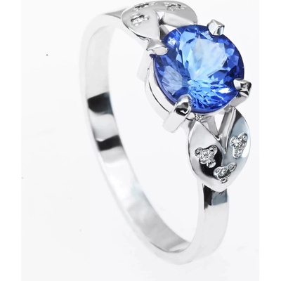 Stuchlík zlatý prsten s tanzanitem a diamanty 015270