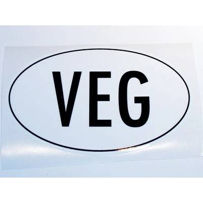 VEG (vegán, vegetarián) samolepka čierno biela veľká - 13,8 cm