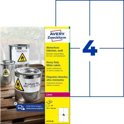 Avery Zweckform L4719-20 Odolné etikety 105x148mm 80 ks bílá