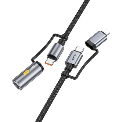Hoco U138 All-In-One USB A Typ C na Typ C zapalovač 3A 60W 1,2m šedý