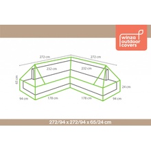 Winza Obal na sedaciu súpravu v tvare L 272 x 272 x 94 x 65/24 cm