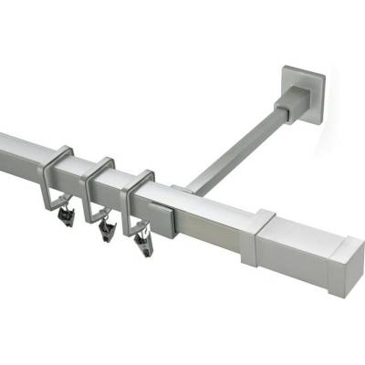 OK-GarnýžeCZ - Garnýž kovová hranatá jednořadá 20x20mm Zanotti satina 340 cm do stěny / na tunýlek - bez kroužků