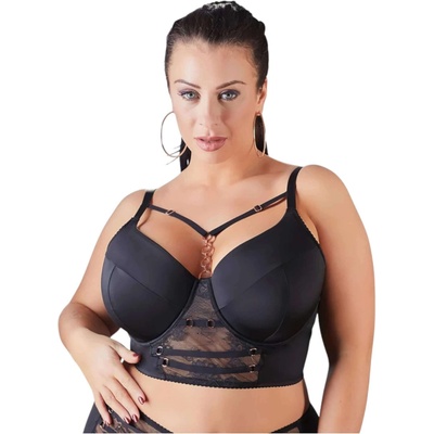 Cottelli Collection Plus Size - дантелен сутиен с презрамки (черен) - 95F
