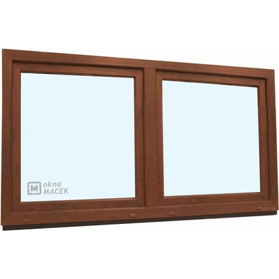KÖMMERLING Plastové okno - 70 AD, 2100x900 mm, O/OS sloupek, ořech ornamentální (kůra čirá), ořech/bílá