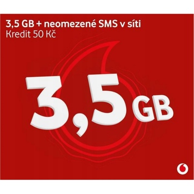 Vodafone 3,5 GB+ neomezené SMS v síti + kredit 50kč