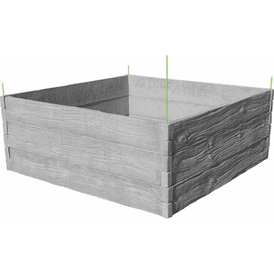 Barigadi Vyvýšený záhon betónový 200 x 200 cm výška 75 cm vzor drevo prírodná šedá