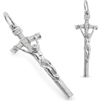 Argento Strieborný prívesok krížik s Ježišom 84543
