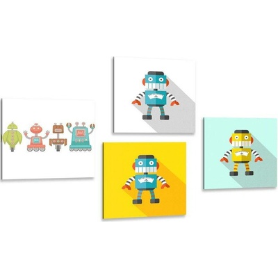 Set obrazů pro dětské milovníky robotů - 4x 40x40