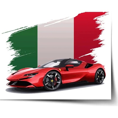 Sablio Plagát Ferrari Talianska vlajka - 90x60 cm