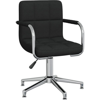 vidaXL Въртящ се трапезен стол, черен, текстил (3088068)