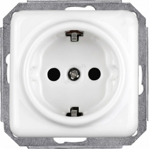 Elhard - Керамичен ретро домашен контакт SCHUKO 230V без рамка, бял (EF0014)