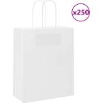 vidaXL Хартиени торбички 250 бр с дръжки бели 18x8x22 см (4101614)