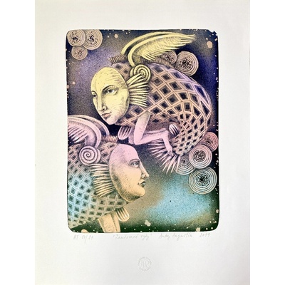 Andrej Augustín, Zamilované ryby 62x47 cm zarámované pod sklom