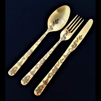 Herdmar Комплект позлатени гравирани прибори за хранене от 36 части HERDMAR серия OSLO №9 (herdmar082303605171903617)