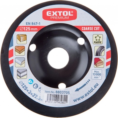 EXTOL PREMIUM kotúč rašplový na drevo, O 125x3x22, 2mm, hrubý sek 8803705