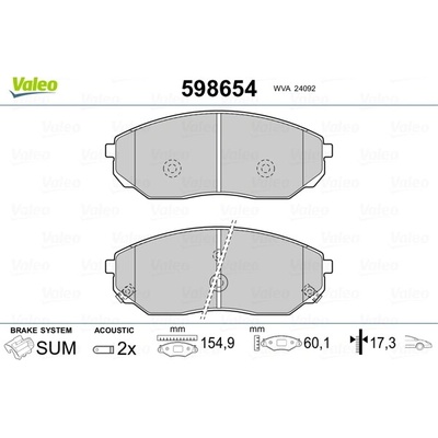 Sada brzdových platničiek kotúčovej brzdy VALEO 598654