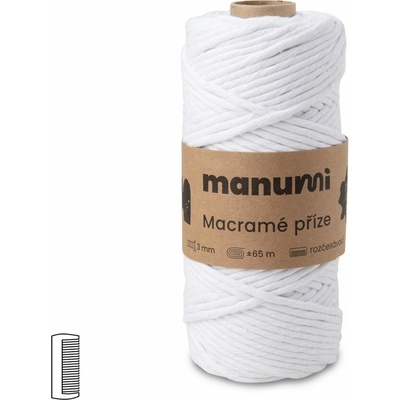 Manumi Macramé priadza stáčaná 3mm biela - 1 ks