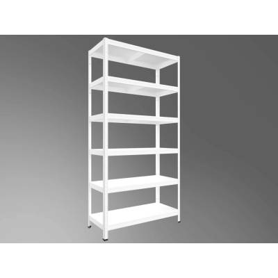 Biedrax Regál do technické místnosti 40 x 90 x 240 cm, bílý, 6 polic plech, nosnost 100 kg na polici