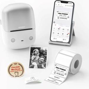 NIIMBOT Принтер за етикети B2 PRO, 1AC92242808 сребрист + ролка етикети 230 бр (1AC92242808)