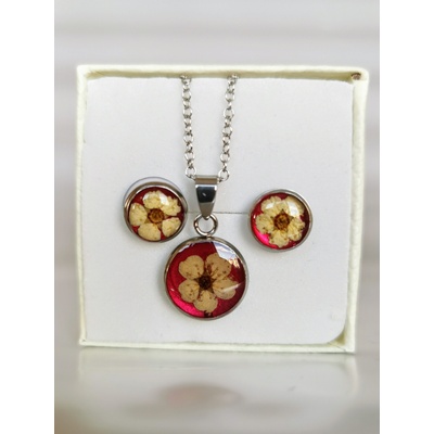 Meganflo Мини комплект - бяла върбинка на червен фон