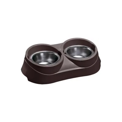 Ferplast - DUO Feed 01 Grey - Двойна поставка с купи за храна и вода за кучета и котки ORION KC , 1000 мл