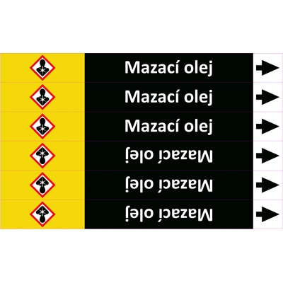 Grafiko | Mazací olej - dle ISO 20560 - Materiál Samolepící PVC folie, Rozměr aršík 6 ks 52x385 mm