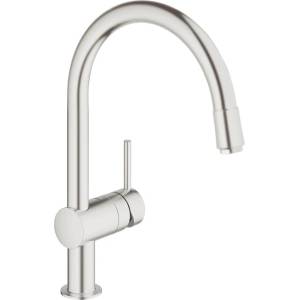 GROHE Кухненски смесител Grohe Minta Supersteel с едноръкохватков душ, матов хром (32918DC0)
