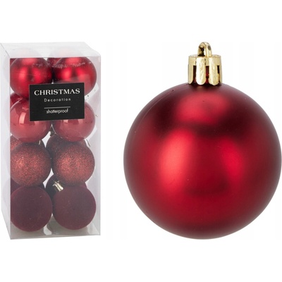 Mondex SADA 16 BOMBIEK 5 CM XMASBALL KLASICKÁ ČERVENÁ SÚPRAVA NA VIANOČNÝ STROMČEK