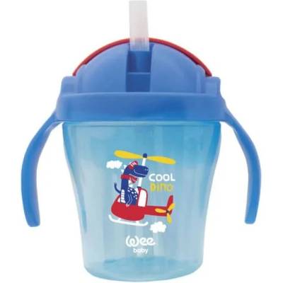 Wee Baby Чаша със сламка Wee Baby - 200 ml, 6 м+, синя (221)