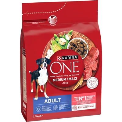 Purina One Medium/Maxi Adult s hovädziem 2,5 kg