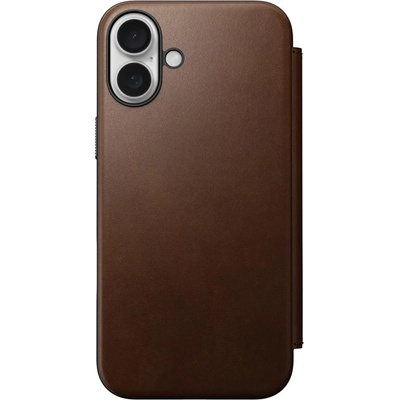 Nomad Modern Leather Folio, кафяво - iPhone 16 Plus (NM01681885)
