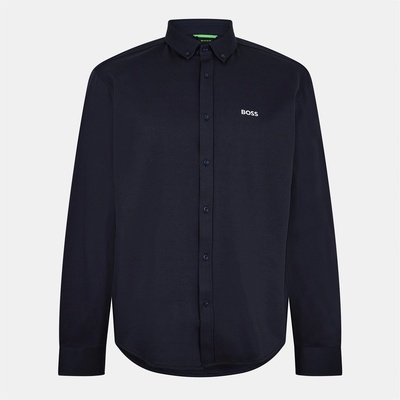 HUGO BOSS Риза с дълъг ръкав Boss Mens BOSS GREEN Motion Long Sleeve Buttoned Shirt with Logo Detail - Dark Blue 402