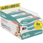 Pampers Бебешки мокри кърпички Pampers Sensitive - 6 х 80 броя (1100019505) - baby