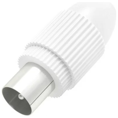 Антенен конектор HAMA Coax plug, Коаксиален мъжко, Бял