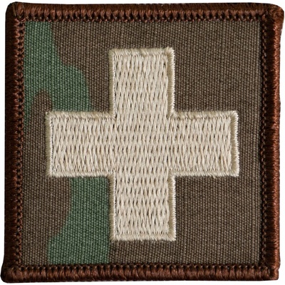 Nášivka zdravotník KRÍŽ velcro KHAKI-OCP okraj hnedý