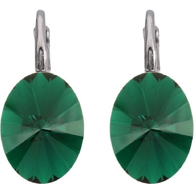 Swarovski Elements Oval Rivoli stříbrné visací zelené oválky 31275.5 Royal Green zelená královská tmavá