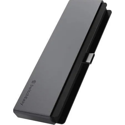 SwitchEasy SwitchDrive 6-in-1 USB-C Hub - мултифункционален USB-C хъб за свързване на допълнителна периферия за iPad Pro и MacBook с USB-C порт (тъмносив)